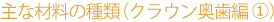 ��ȍޗ��̎�ށi�N���E�������҂P�j