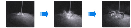 牛歯へのEr:YAGレーザー照射高速度写真映像