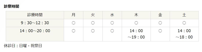 当院の診療時間